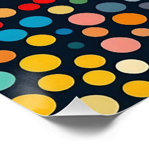 Colorful Polka Dots on Dark Background Poster