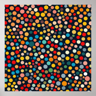 Colorful Polka Dots on Dark Background Poster
