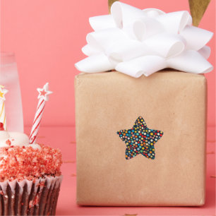 Colorful Polka Dots on Dark Background Star Sticker