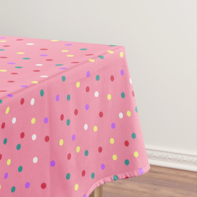 Colorful Polka Dots on Pink Tablecloth (In Situ)