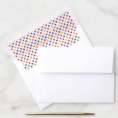 Colorful Polka Dots On White Envelope Liner