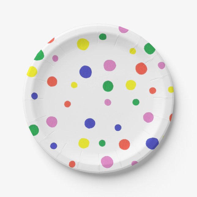 Colorful Polka Dots Paper Plates (Front)