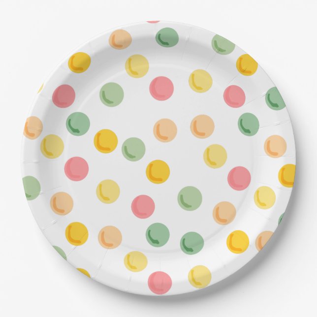 Colorful Polka Dots Paper Plates (Front)