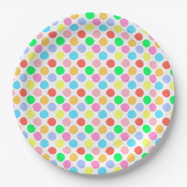 Colorful Polka Dots Paper Plates (Front)