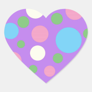 Colorful polka dots pattern heart sticker