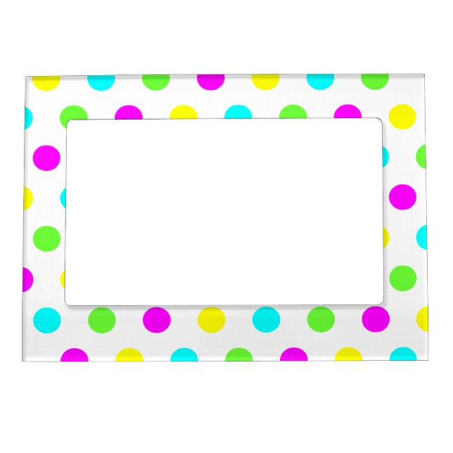 Colorful Polka Dots Pattern Kids Magnetic Picture Frame (Front)