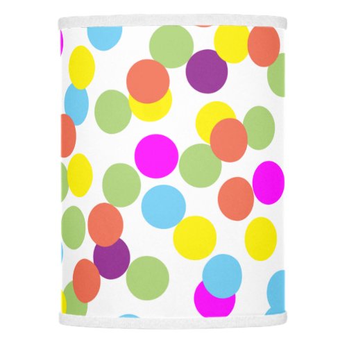 Colorful Polka_Dots Pattern on White Lamp Shade