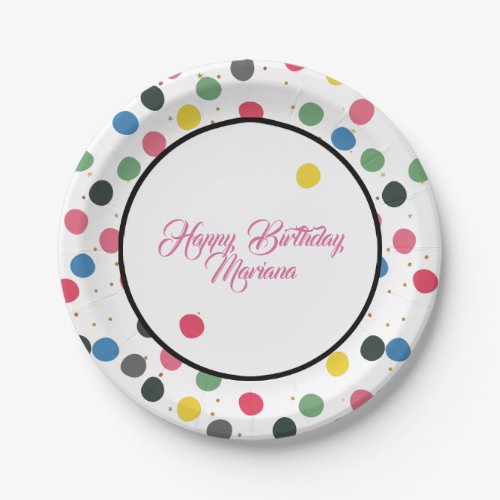 Colorful Polka Dots Pattern Paper Plates
