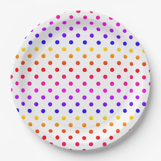 Colorful Polka Dots pattern  Paper Plates (Front)