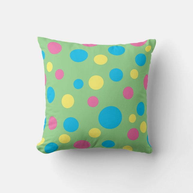Colorful polka dots pattern throw pillow (Front)