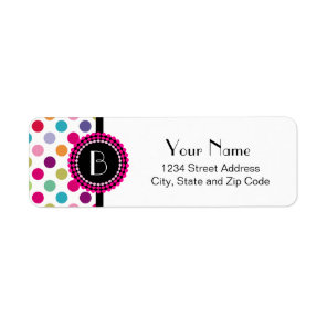 Colorful Polka Dots Pattern with Monogram Label