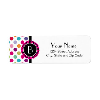 Colorful Polka Dots Pattern with Monogram Label