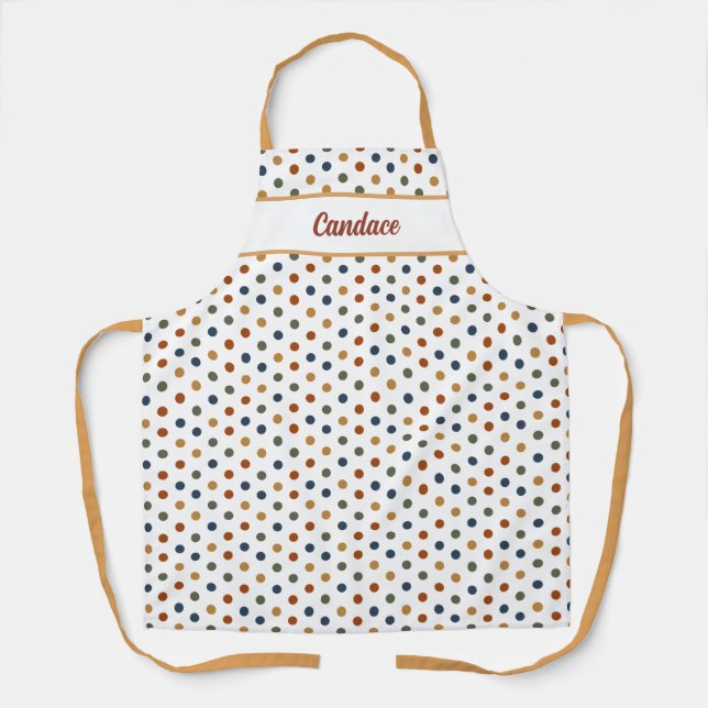 Colorful Polka Dots Personalized All-Over Print Apron (Front)