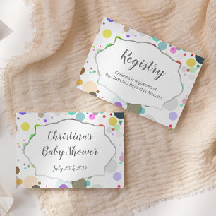 Colorful Polka Dots Registry Baby Shower Info Enclosure Card