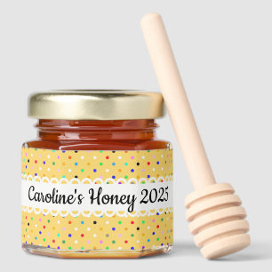 Colorful Polka Dots & Scalloped Ribbon Design Honey Jar Favors