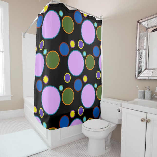 Colorful Polka Dots Shower Curtain (In Situ)