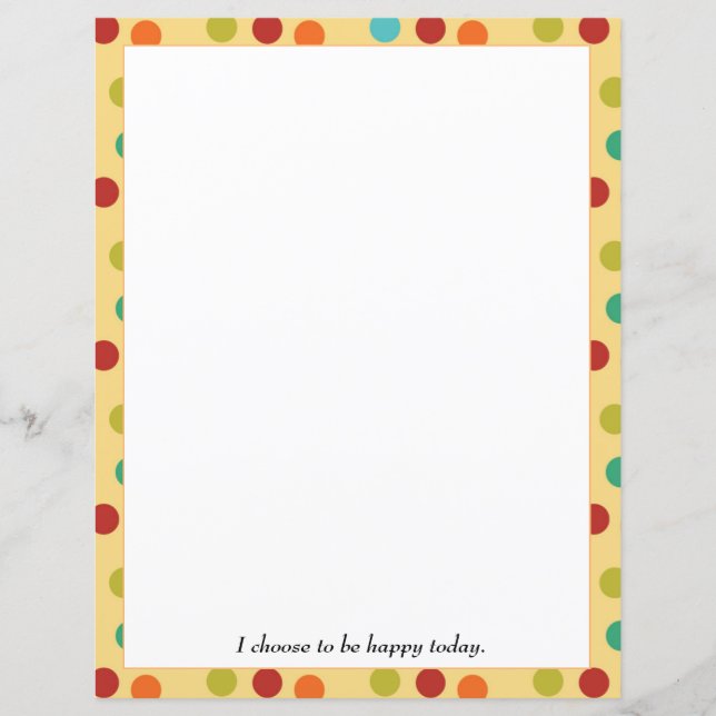 Colorful Polka Dots Stationery Paper (Front)