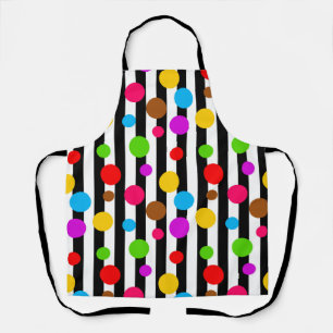 Colorful Polka Dots Stripes Apron