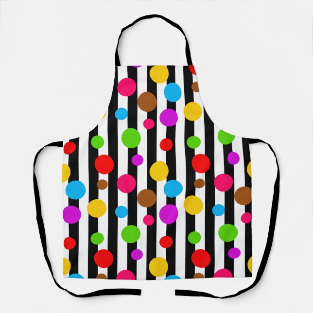 Colorful Polka Dots Stripes Apron (Front)