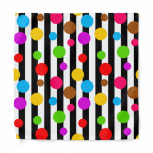 Colorful Polka Dots Stripes Bandana