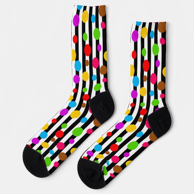 Colorful Polka Dots Stripes Socks (Left)