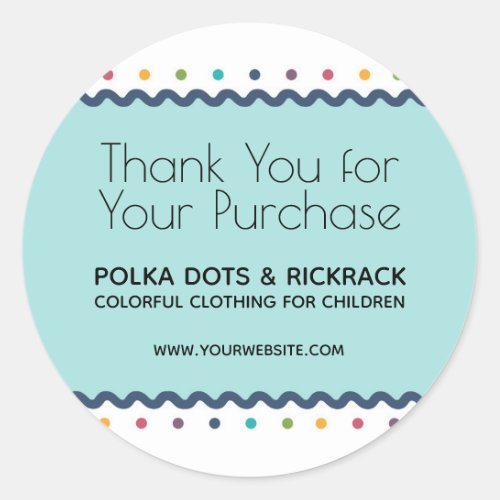 Colorful Polka Dots Thank You for Your Purchase Classic Round Sticker