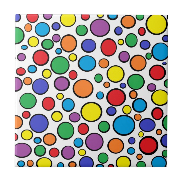 Colorful Polka Dots Tile (Front)