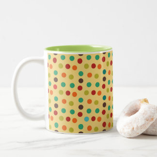 Colorful Polka Dots Two-Tone Coffee Mug