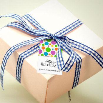 Colorful Polkadot Happy Birthday Gift Tags by J32Teez at Zazzle