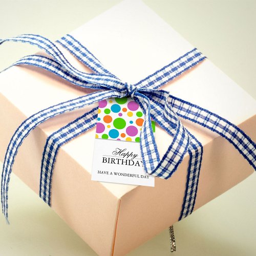Colorful Polkadot Happy Birthday Gift Tags