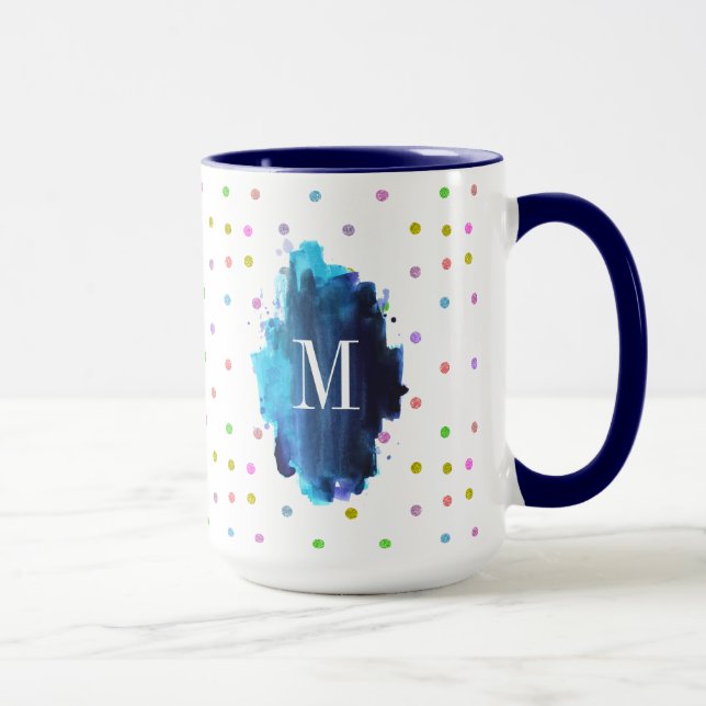 Colorful Polkadots Monogram Mug (Right)