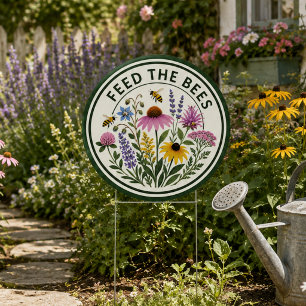Colorful Pollinator Bee Friendly Garden Sign