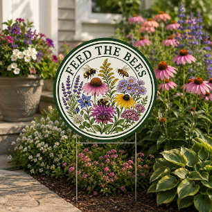 Colorful Pollinator Bee Friendly Garden Sign