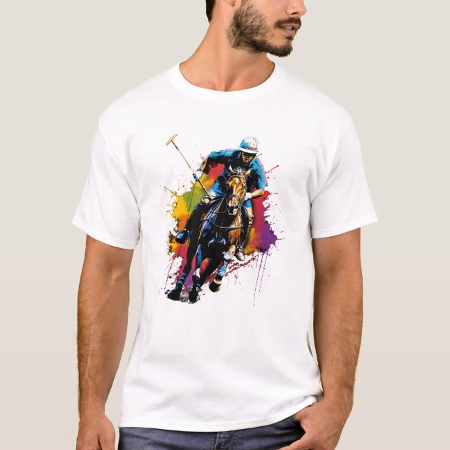  Colorful Polo player Boy on Mens Polo Equestrian  (Front)