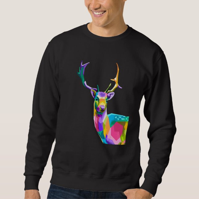 Colorful polygon animal deer art sweatshirt (Front)