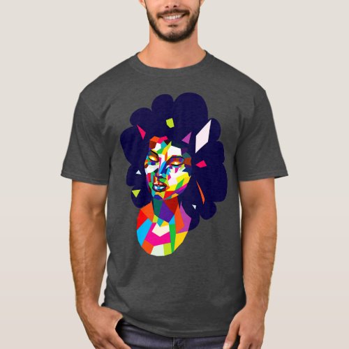 Colorful polygonal female head T_Shirt