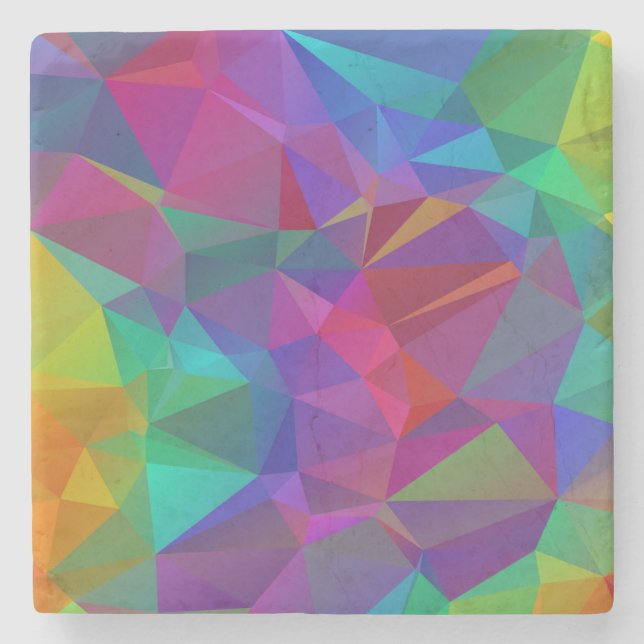 Colorful Polygonal Mosaic Pattern Stone Coaster (Front)