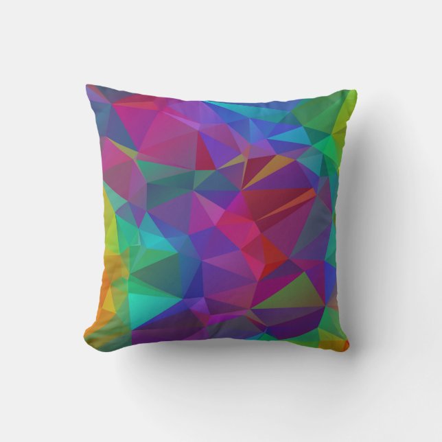 Colorful Polygonal Mosaic Pattern Throw Pillow (Front)