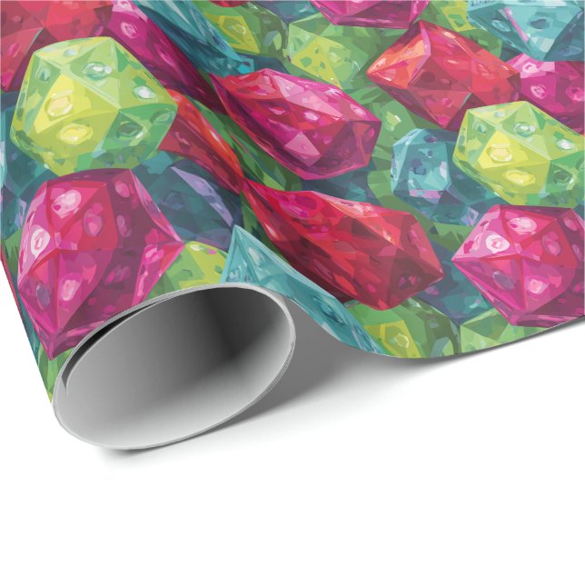 Colorful Polyhedral Dice D&D Gaming Wrapping Paper (Roll Corner)