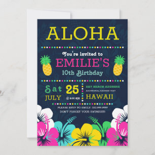 Colorful Polynesian birthday party invite