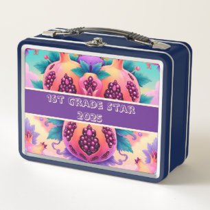 Colorful pomegranate 1st grade star 2025 metal lunch box