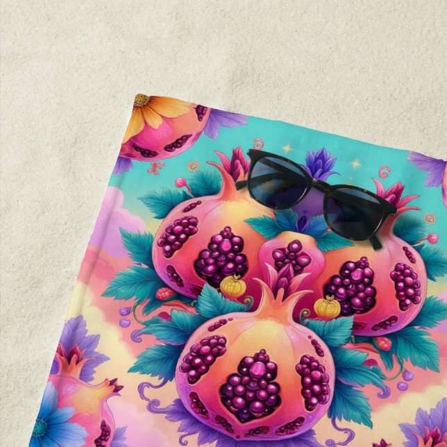 Colorful Pomegranate Beach Towel (In Situ)