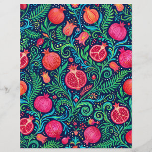 Colorful Pomegranate Botanical Scrapbook Paper