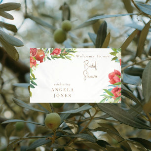 Colorful Pomegranate Foliage Bridal Shower Banner