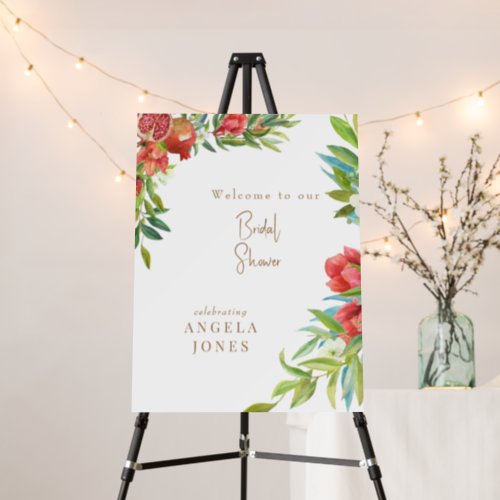 Colorful Pomegranate Foliage Bridal Shower Welcome Foam Board