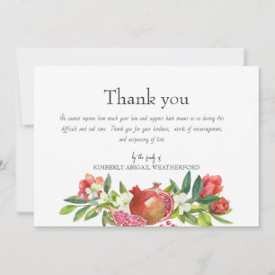 Colorful Pomegranate Funeral Thank You Card