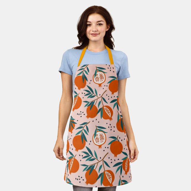 Colorful Pomegranate Pattern Apron (Worn)