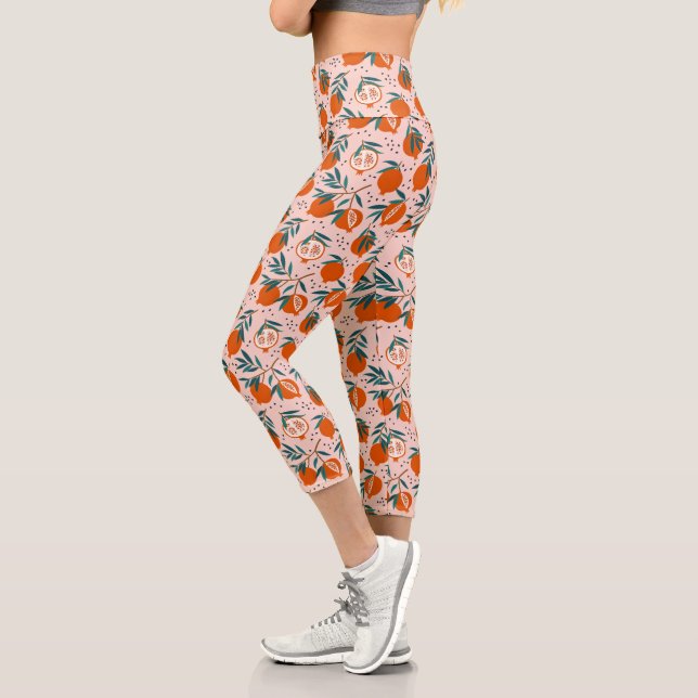 Colorful Pomegranate Pattern Capri Leggings (Left)