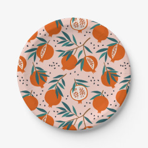 Colorful Pomegranate Pattern Paper Plates
