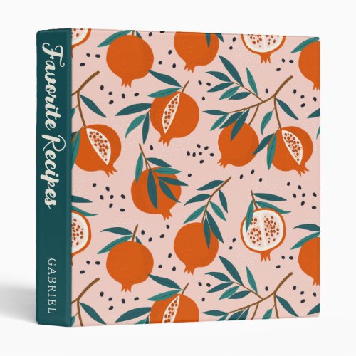 Colorful Pomegranate Pattern  Recipe Book 3 Ring Binder